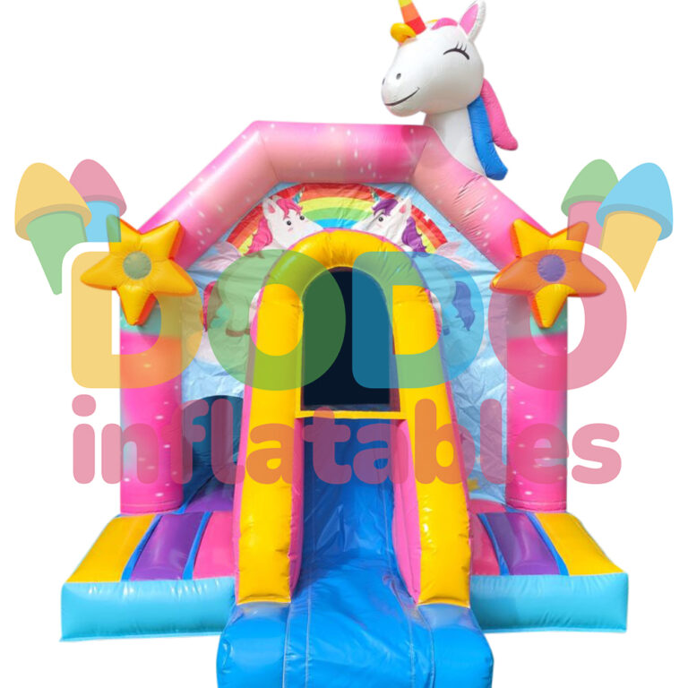 Castel gonflabil Paradisul unicornilor cu tobogan