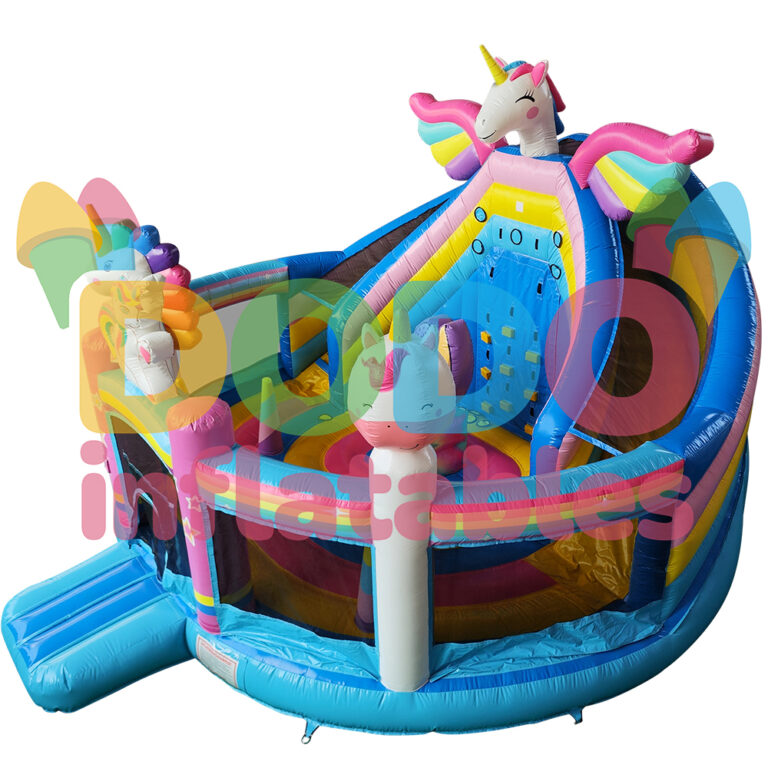 Castel gonflabil Parcul unicornilor cu tobogan
